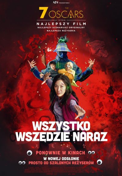 Plakat promujący film pod tytułem WSZYSTKO WSZĘDZIE NARAZ
